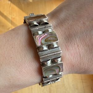 Alpaca silver color and Abalone Bracelet